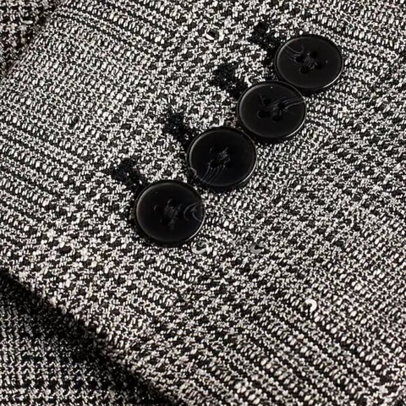 🎄 NWT 🛍️ EXPRESS SEQUIN PLAID DOUBLE BREASTED HOLIDAY TWEED LIKE BLAZER DRESS - Picture 6 of 6